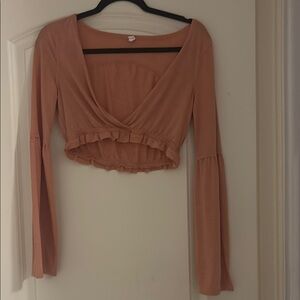 FP Movement by Free People Orange Ruched Crop Blouse